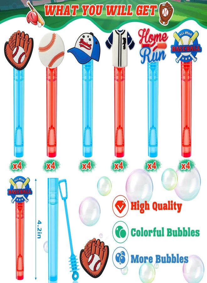 Winrayk Baseball Party Favors, 24Pcs Baseball Themed Mini Bubble Wands for Kids Bubbles Bulk with Detachable Topper (6 Styles), Birthday Gift Classroom Prizes Girl Boys Sports Goody Bag Stuffer Supply - Image 3