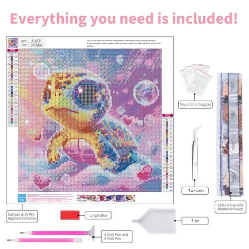 GEEHEIY Sea Turtle Diamond Art Kits for Kids, 5D Turtle Diamond Painting Kits for Adults Beginner, DIY Animal Gem Art Dots for Adults, Perfect for Home Wall Decor 14x14 Inch - Image 4