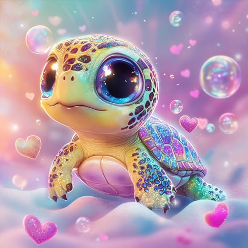 GEEHEIY Sea Turtle Diamond Art Kits for Kids, 5D Turtle Diamond Painting Kits for Adults Beginner, DIY Animal Gem Art Dots for Adults, Perfect for Home Wall Decor 14x14 Inch - Image 1