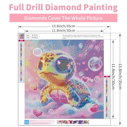 GEEHEIY Sea Turtle Diamond Art Kits for Kids, 5D Turtle Diamond Painting Kits for Adults Beginner, DIY Animal Gem Art Dots for Adults, Perfect for Home Wall Decor 14x14 Inch - Image 3