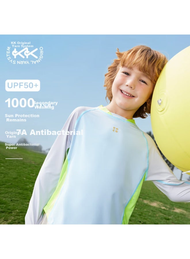 Kocotree Kk Tree Kids Sun Protection Jacket Summer Lightweight Uv Protection Long Sleeve Breathable Colorblock Cooling Top Sky Blue 140 - Image 1