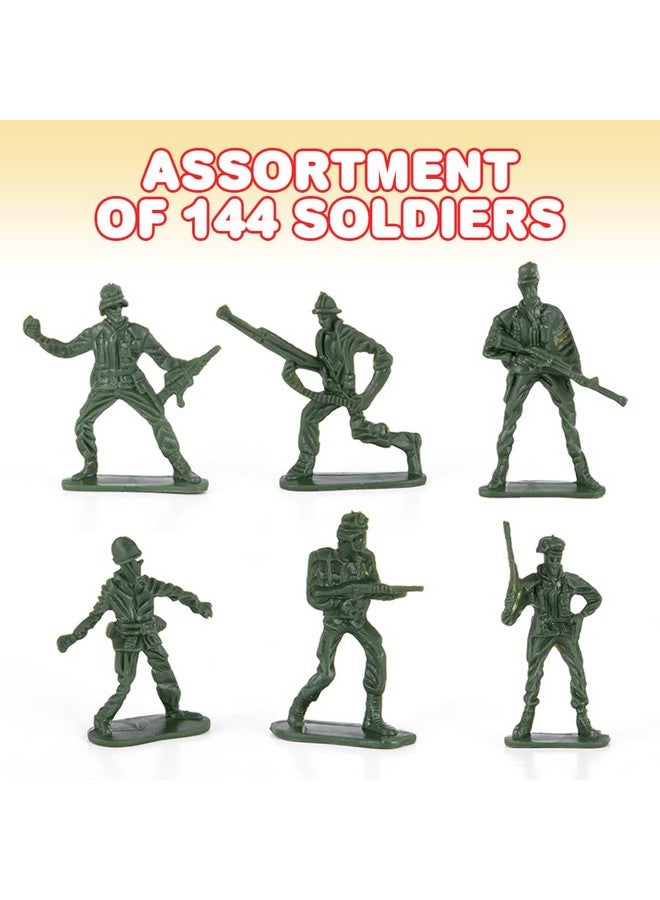 ArtCreativity Little Green Army Men Toy Soldiers, Bulk Pack of 144 Military Toys Figurines, Plastic Army Guys Playset, Action Figures in Assorted Poses, Fun Gift and Party Favors for Boys and Girls - Image 2