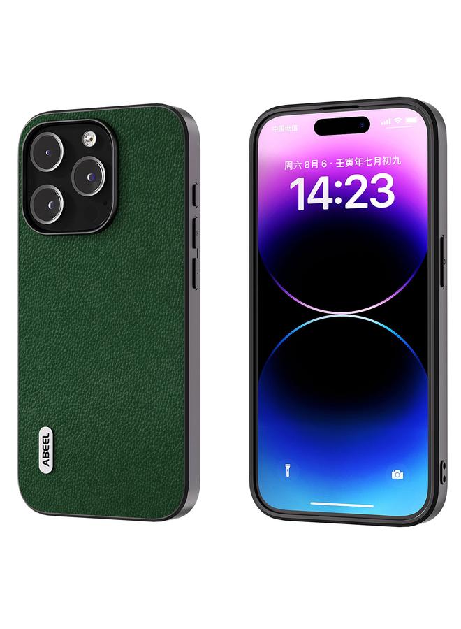 اس-توب جراب هاتف iPhone 14 Pro من ABEEL، مصنوع من الجلد الأصلي بحافة سوداء، من Mino - Image 1