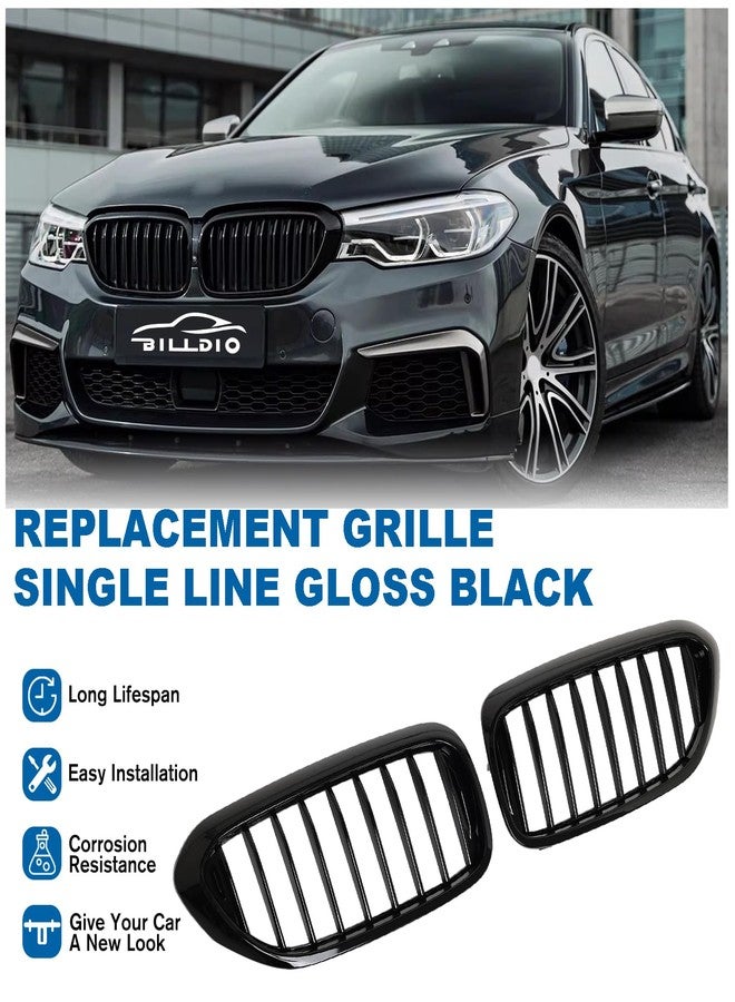 Billdio G30 Grille - Black Kidney Single Slats Grill Compatible With Bmw 5 Series 2017 2018 2019 2020 530E Xdrive 530I 540I 550I Abs Gloss - Image 2