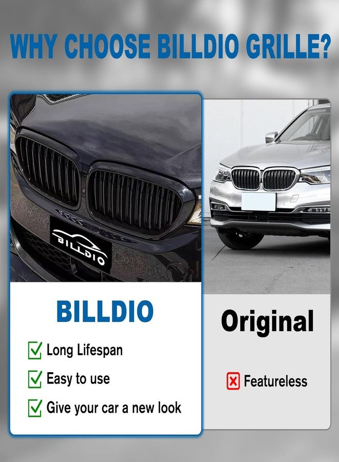 Billdio G30 Grille - Black Kidney Single Slats Grill Compatible With Bmw 5 Series 2017 2018 2019 2020 530E Xdrive 530I 540I 550I Abs Gloss - Image 5