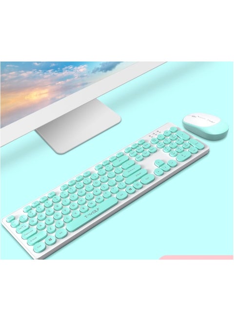 Cordless Mechanical Round Cap Keyboard And Mouse