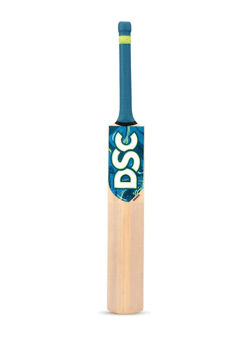 DSC Drake Kashmir Willow Cricket Bat | Size 4 | Short Handle | Lightweight Bat For Boys & Men | With Free Cover | Durable Wood For Leather Ball | Ideal For Intermediate Players - Image 1