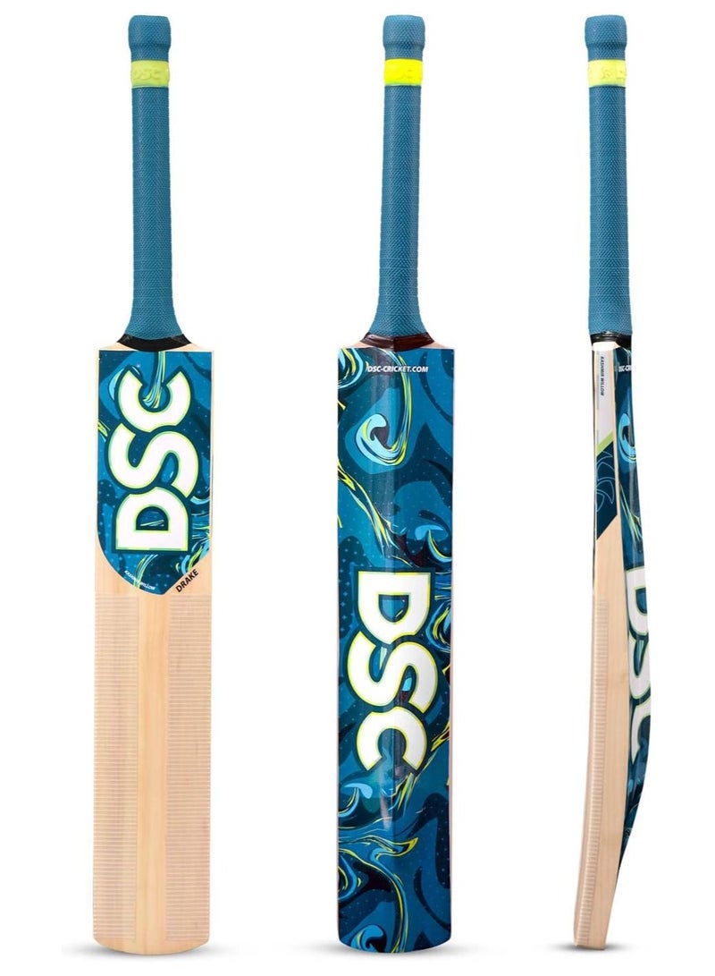 DSC Drake Kashmir Willow Cricket Bat | Size 4 | Short Handle | Lightweight Bat For Boys & Men | With Free Cover | Durable Wood For Leather Ball | Ideal For Intermediate Players - Image 2