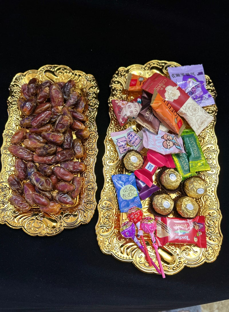 طبقين بتصميم مثالي صحن تقديم بقاعدة مخروطية الشكل للحلويات والمكسرات والتمور - Image 1