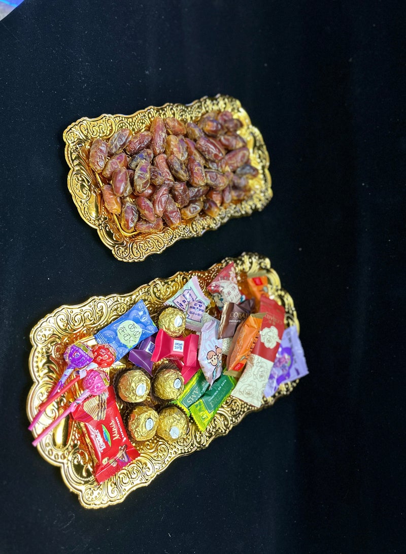 طبقين بتصميم مثالي صحن تقديم بقاعدة مخروطية الشكل للحلويات والمكسرات والتمور - Image 2