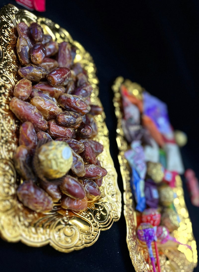 طبقين بتصميم مثالي صحن تقديم بقاعدة مخروطية الشكل للحلويات والمكسرات والتمور - Image 3