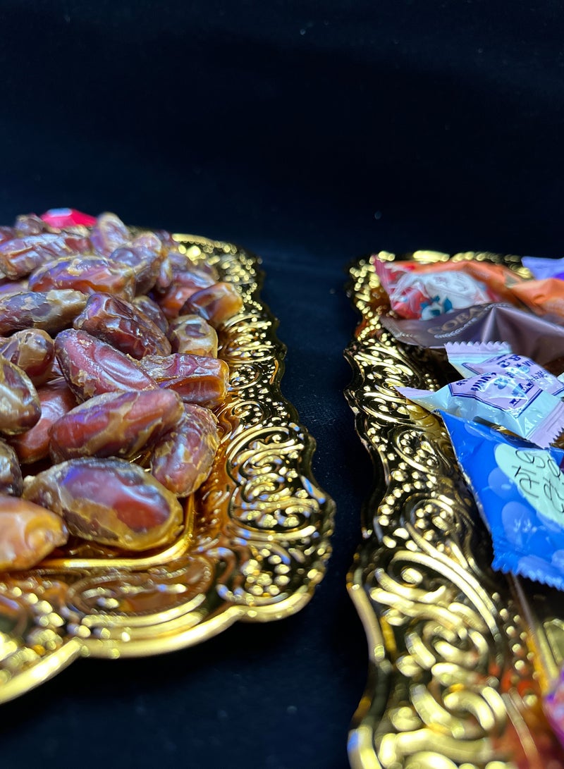 طبقين بتصميم مثالي صحن تقديم بقاعدة مخروطية الشكل للحلويات والمكسرات والتمور - Image 4