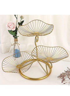 Generic 3 Tier Iron Fruit Bowl Lotus Shaped Fruit Rack Modern Creative Simple Molded Iron Fruit Container Fruit Dish Plate Banana And Apple Storage Basket For Living Room Gold  - Image 5