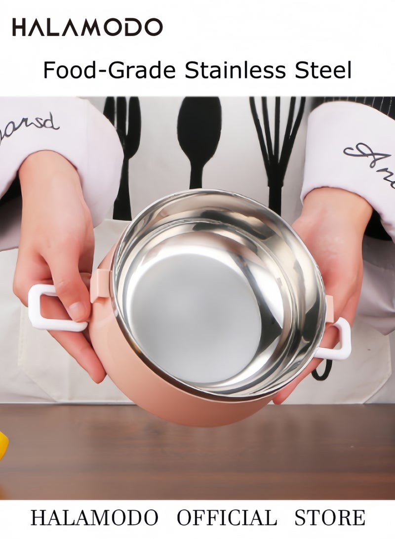 هالامودو صندوق غداء من الفولاذ المقاوم للصدأ، حافظة حرارية محمولة للمكتب المنزلي للأطعمة، مطبخ داخلي وخارجي بينتو - Image 4