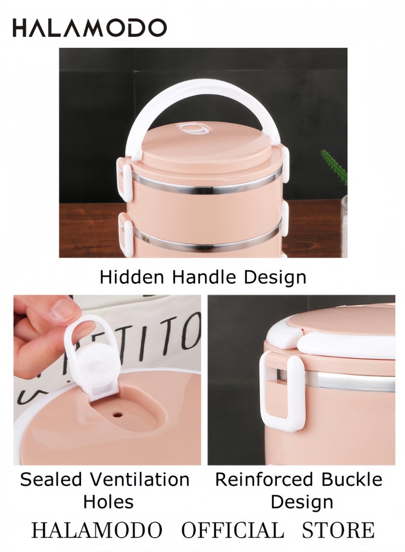 هالامودو صندوق غداء من الفولاذ المقاوم للصدأ، حافظة حرارية محمولة للمكتب المنزلي للأطعمة، مطبخ داخلي وخارجي بينتو - Image 2