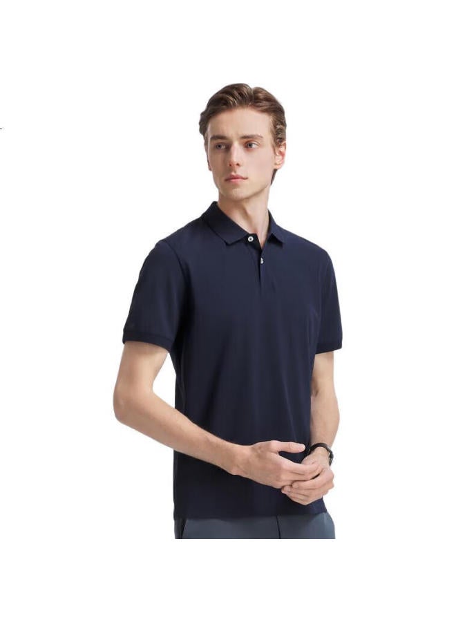 Youngor Men'S Summer Youth Men'S Business Casual Short Sleeve Polo Shirt Navy Blue 2Xl - Image 2