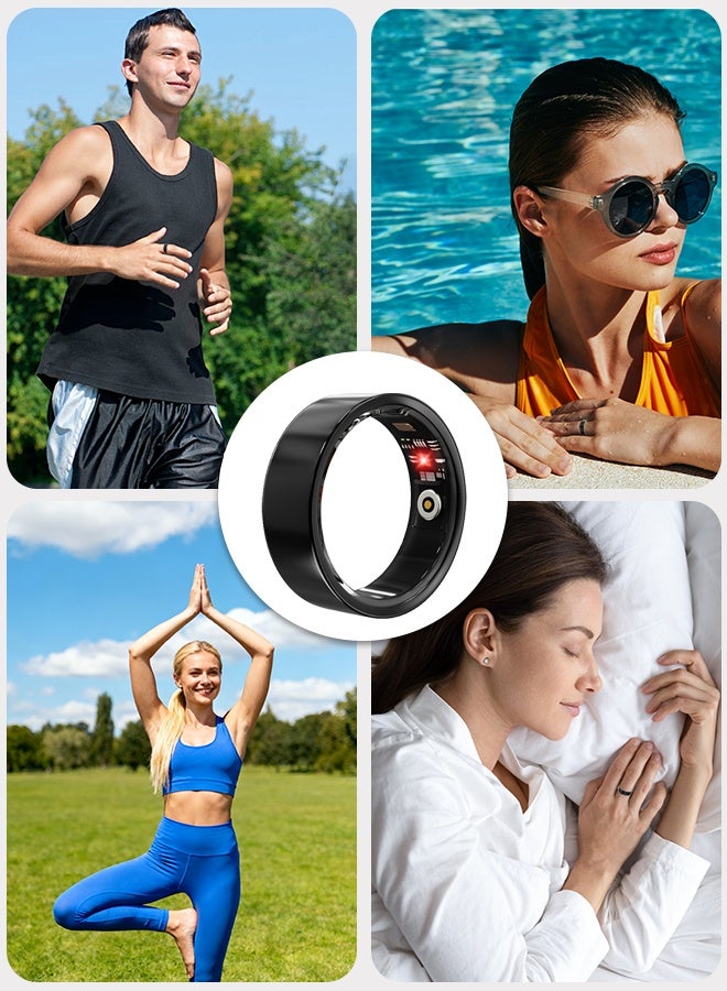 Smart Ring, Health Tracker for Women Men, Fitness Tracker with Heart Rate, Blood Oxygen, Sleep Monitor, Calories, Step Counter, IP68 Waterproof Smart Ring for iPhone & Android, No Subscription Fee (Black, 11#) - Image 5
