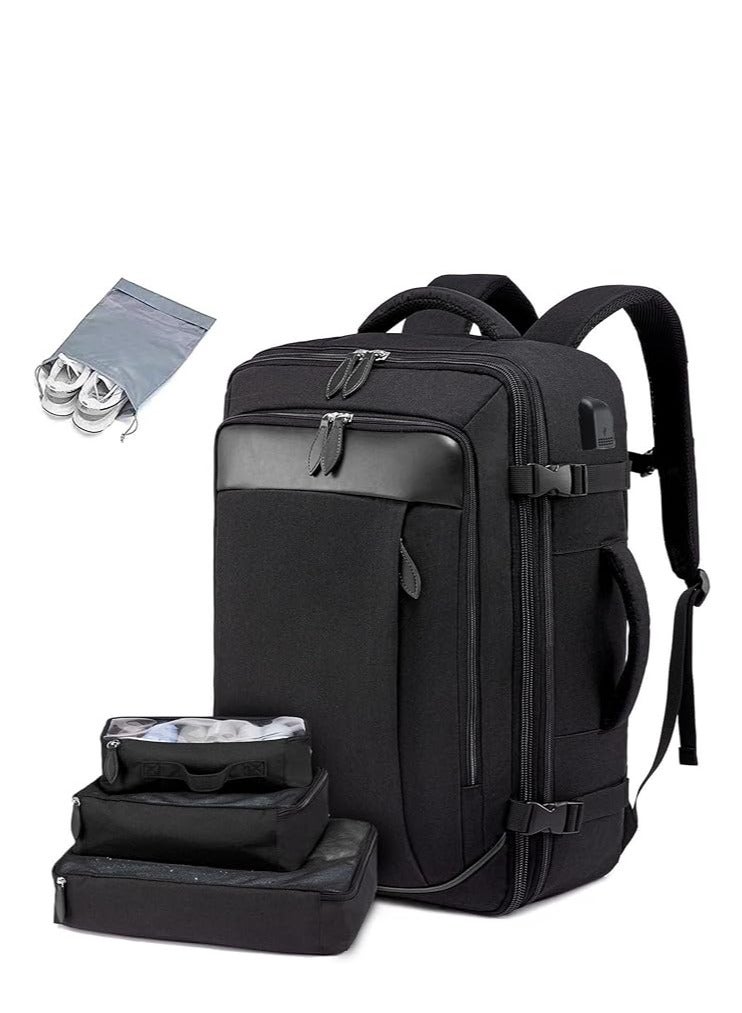 Carry on Backpack, Extra Large 50L Airline Approved Travel Backpacks with 3 Packing Cubes for Women Men, Water Resistant Expandable Overnight Luggage Daypack Business Weekender Bag