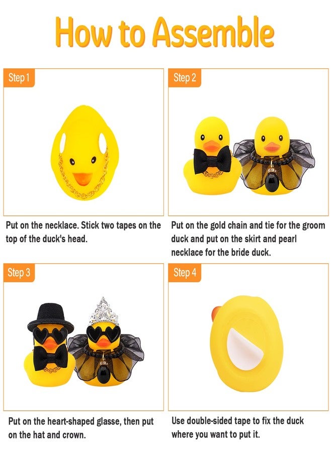 ونوو طقم وونو من بطتين مطاطيتين للعروس والعريس، مثالي لتوزيعات الزفاف، وهدايا الحفلات، وهدايا مراسم الزفاف، وتذكارات الزواج، وتمنيات الزواج، وهدايا ذكرى الزواج، وفستان أسود وقبعة علوية ناعمة. - Image 4