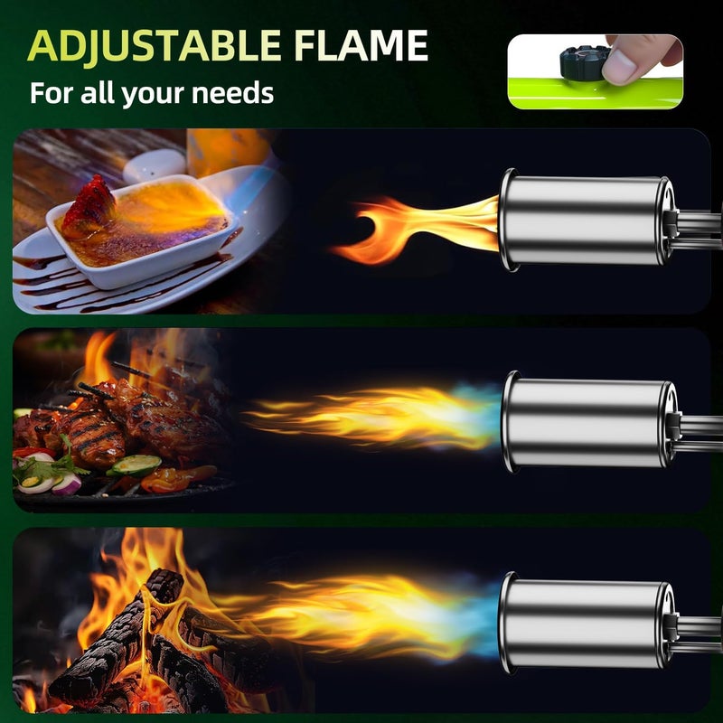 SEESE Powerful Propane Torch Gun,Kitchen Cooking Torch With One-Touch Max Fire, Charcoal Lighter with a Safety Lock, Adjustable Blow Torch for Sous Vide, BBQ, Campfire, Fireplace(Tank Not Included) - Image 2