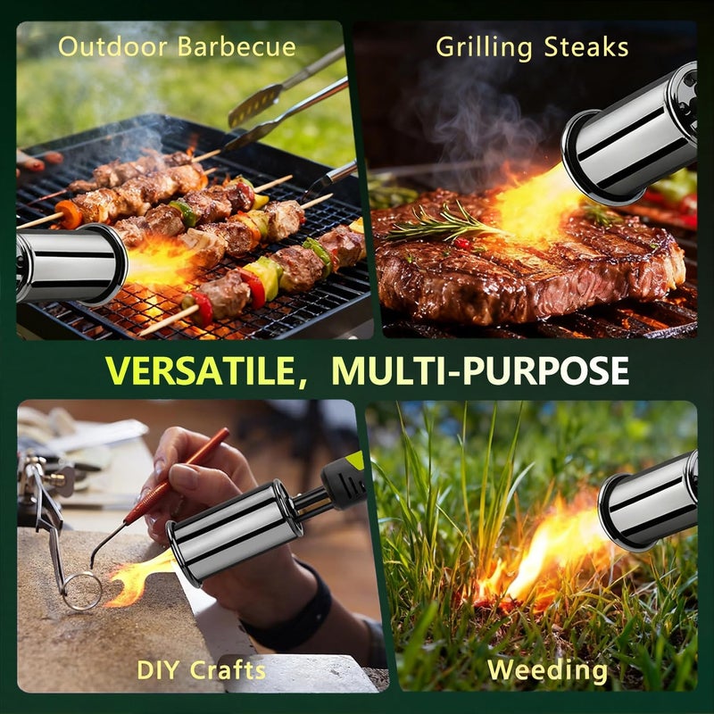 SEESE Powerful Propane Torch Gun,Kitchen Cooking Torch With One-Touch Max Fire, Charcoal Lighter with a Safety Lock, Adjustable Blow Torch for Sous Vide, BBQ, Campfire, Fireplace(Tank Not Included) - Image 5