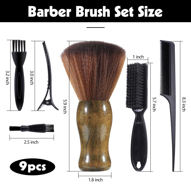 obeoby 9Pcs Barber Neck Duster Brush Set, Barber Accessories Cleaning Supplies for Hair Cutting All Hair Type Valentines Day Gifts for Husband - Image 2