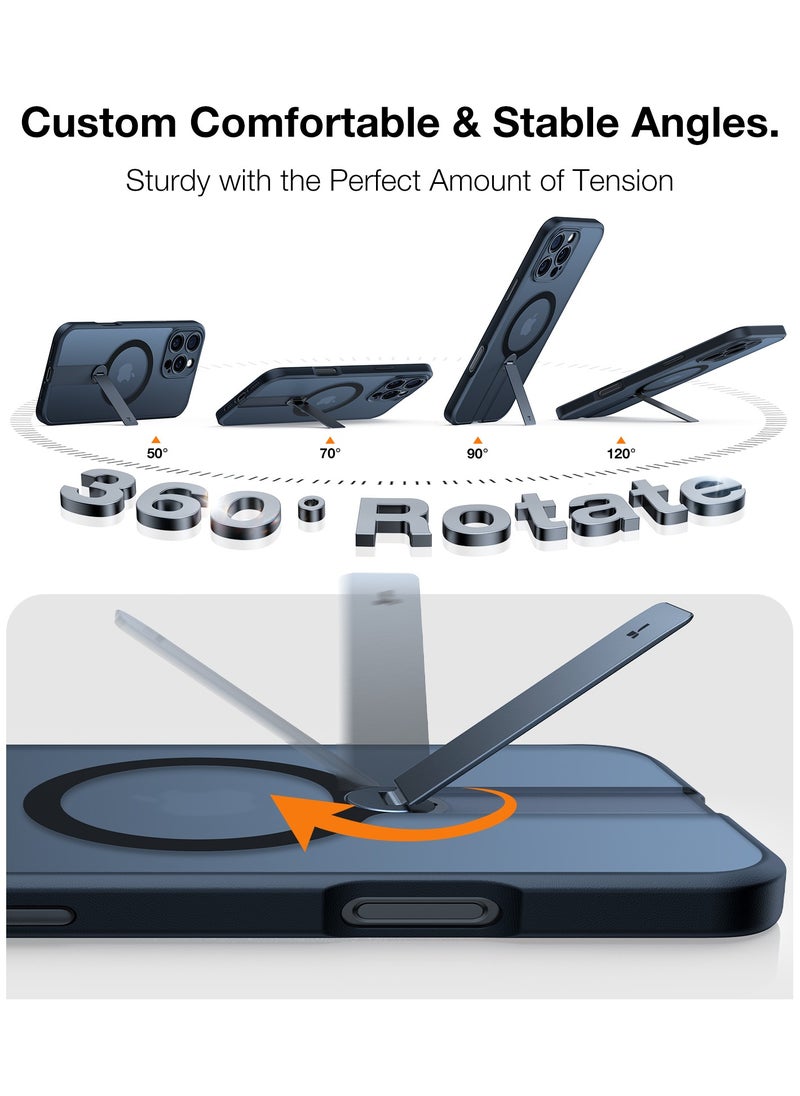 TORRAS - Upgraded 360° Rotable Stand Magnetic Shockproof for iPhone 16 Pro Case with Full Camera Protection, Fit for MagSafe, 16FT Mil-Grade Shockproof Slim Phone Case for iPhone 16 Pro 6.3", Black - Image 1