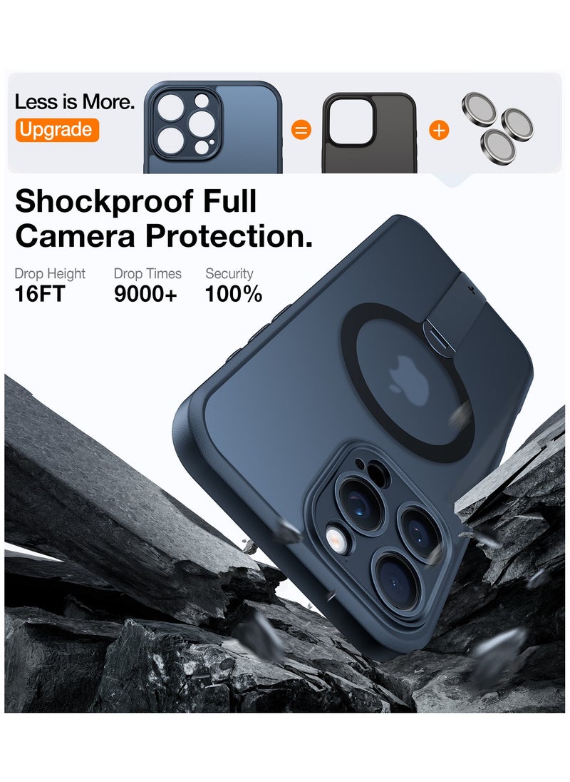 TORRAS - Upgraded 360° Rotable Stand Magnetic Shockproof for iPhone 16 Pro Case with Full Camera Protection, Fit for MagSafe, 16FT Mil-Grade Shockproof Slim Phone Case for iPhone 16 Pro 6.3", Black - Image 1
