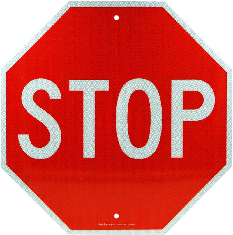 Faittoo Stop Signs,18 x 18 Inches Octagon Engineer Grade Reflective Sheeting Street Slow Warning Signs, Rust Free Aluminum, Reflective, UV Protected and Waterproof, Weather Resistant, Durable Ink - Image 1