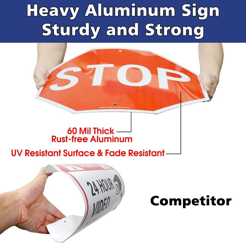 Faittoo Stop Signs,18 x 18 Inches Octagon Engineer Grade Reflective Sheeting Street Slow Warning Signs, Rust Free Aluminum, Reflective, UV Protected and Waterproof, Weather Resistant, Durable Ink - Image 5