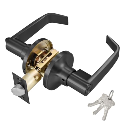 Aartner Commercial Door Lever Lock HeavyDuty Locking Door Handle Entry Door Handle with Key Reversible Exterior and Interior Door Lever for Front Entrance Bedroom and BathroomBlack For Door 2545mm - Image 1