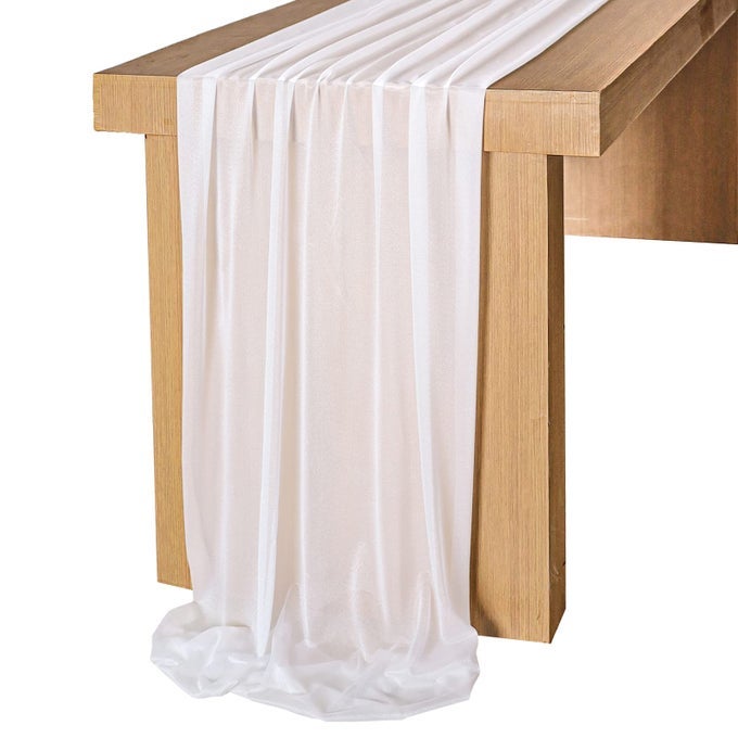 10 FEET WHITE CHIFFON TABLE RUNNER SHEER WEDDING TABLE CLOTH 29X120 INCHES RUSTIC WEDDING DECORATIONS FRENCH CHIFFON TABLE RUNNER
