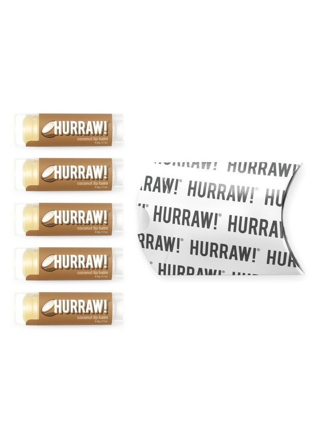 Hurraw! Coconut Lip Balm, 5 Pack: Organic, Certified Vegan, Cruelty and Gluten Free. Non-GMO, 100% Natural Ingredients. Bee, Shea, Soy and Palm Free. Made in USA - Image 2