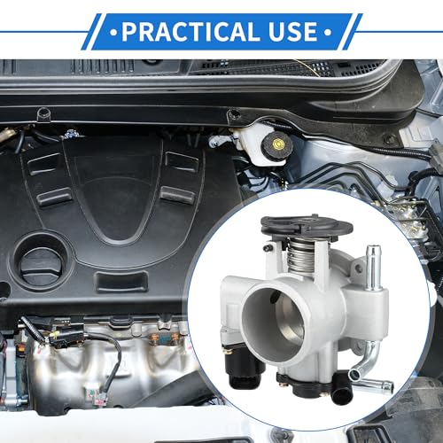 VekAuto Throttle Body Assembly Compatible for Chevrolet Aveo 1.6L L4 - Gas 2004-2005, 53.5mm Aluminum Alloy Silver Tone Engine Throttle Body Actuator - Image 2