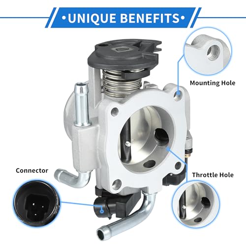 VekAuto Throttle Body Assembly Compatible for Chevrolet Aveo 1.6L L4 - Gas 2004-2005, 53.5mm Aluminum Alloy Silver Tone Engine Throttle Body Actuator - Image 3