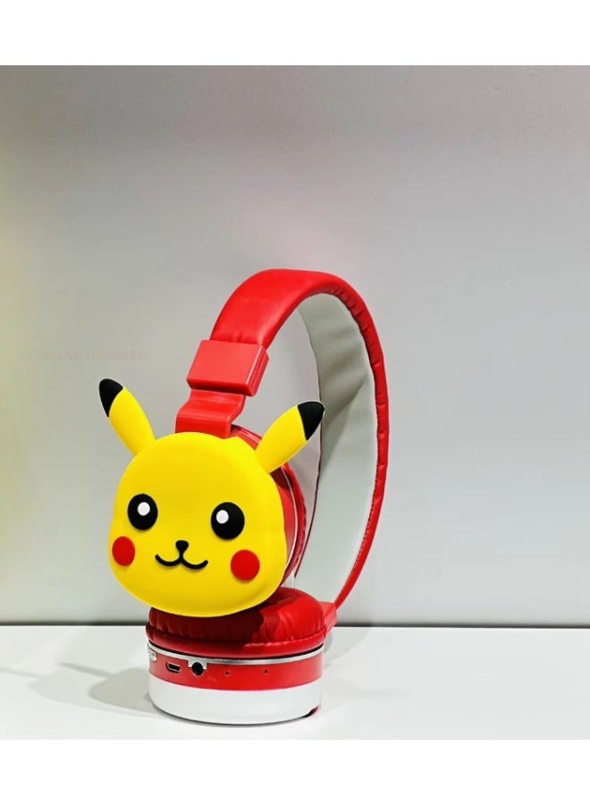 بوكيمون سماعات رأس Pokemon لاسلكية بلوتوث للأطفال بصوت X6D سماعات قابلة للطي للأطفال تقليل الضوضاء ؛ مناسبة لسماعات ستيريو للأطفال والهواتف المحمولة والأجهزة اللوحية بلون احمر مع اصفر - Image 1