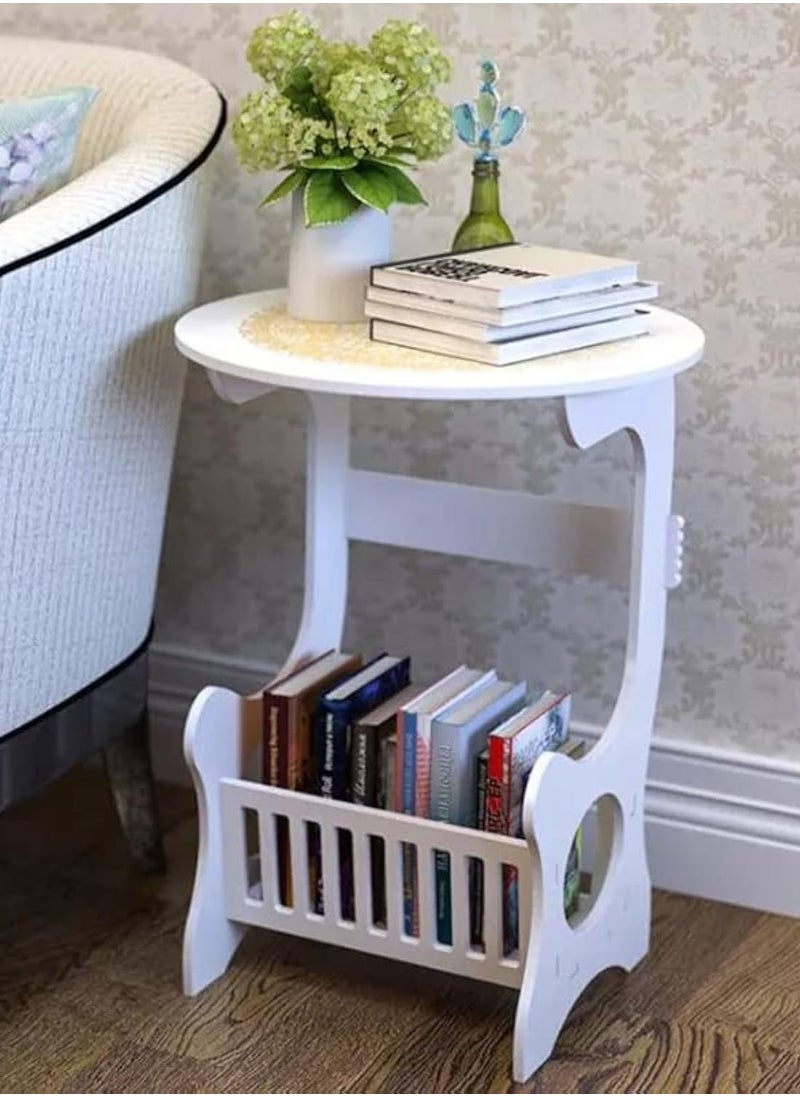 Generic White PVC Side Table – Modern & Durable Table for Living Room or Bedroom  - Image 1
