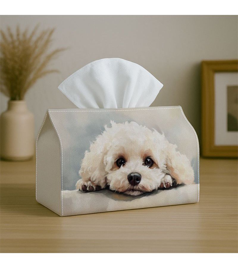 Cute Puppy Portrait Decorative Tissue Box Holder Size 7x4 3x5 1 Inch For Home Car - Image 4