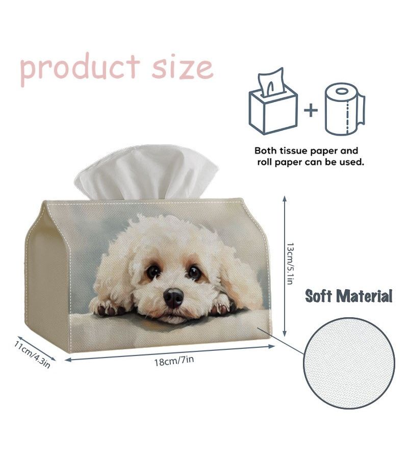 Cute Puppy Portrait Decorative Tissue Box Holder Size 7x4 3x5 1 Inch For Home Car - Image 3