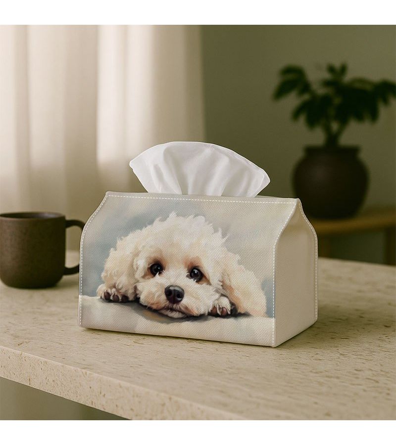 Cute Puppy Portrait Decorative Tissue Box Holder Size 7x4 3x5 1 Inch For Home Car - Image 2