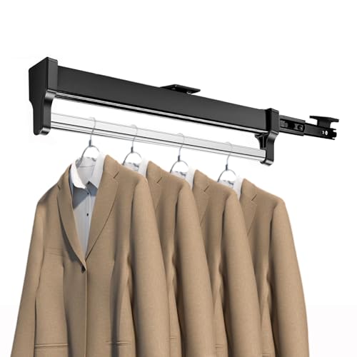 MAFAGE Valet Rod for Closet Pull Out, Adjustable Heavy Duty Steel Clothes Storage Hanger Rack Bar for Pants Coats (597mm/23.5inch) - Image 1