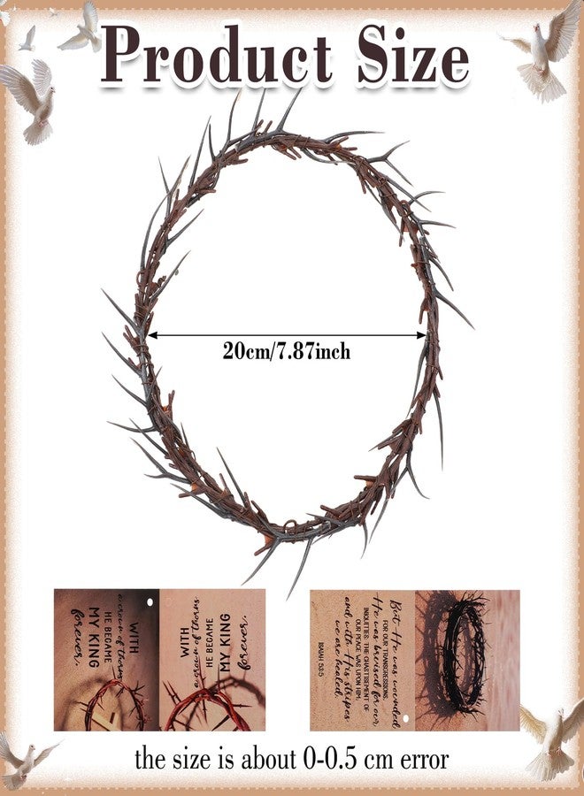 Yinder Crown of Thorns Set with Jesus Thorn Crowns Prayer Request Card Lent Holy Week Good Friday Jesus Crucifixion Life Authentic Biblical Lifesize 8" Crown of Thorns for Church Decor Religious Gift - Image 2