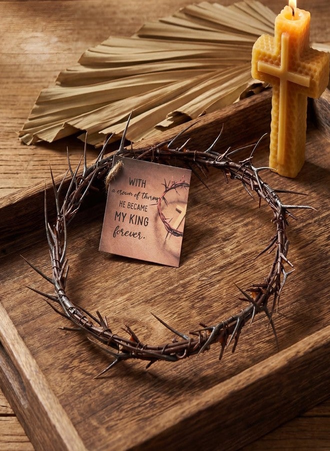 Yinder Crown of Thorns Set with Jesus Thorn Crowns Prayer Request Card Lent Holy Week Good Friday Jesus Crucifixion Life Authentic Biblical Lifesize 8" Crown of Thorns for Church Decor Religious Gift - Image 1