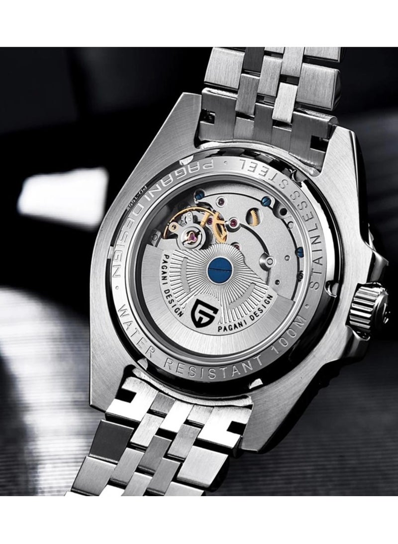 PAGANI DESIGN PD1662 Black GMT Men’s Automatic Watch – 40mm Stainless Steel Jubilee - Image 2