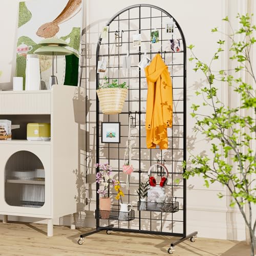 VGMiu Grid Wall Panel 1PCS Display Stand 2' x 5.2' FT Black Grid Wall Panels Movable Retail Display Racks Floorstanding Gridwall Heavy Duty with Wheel for Art Craft Photo Displays Fair Trade Show - Image 5