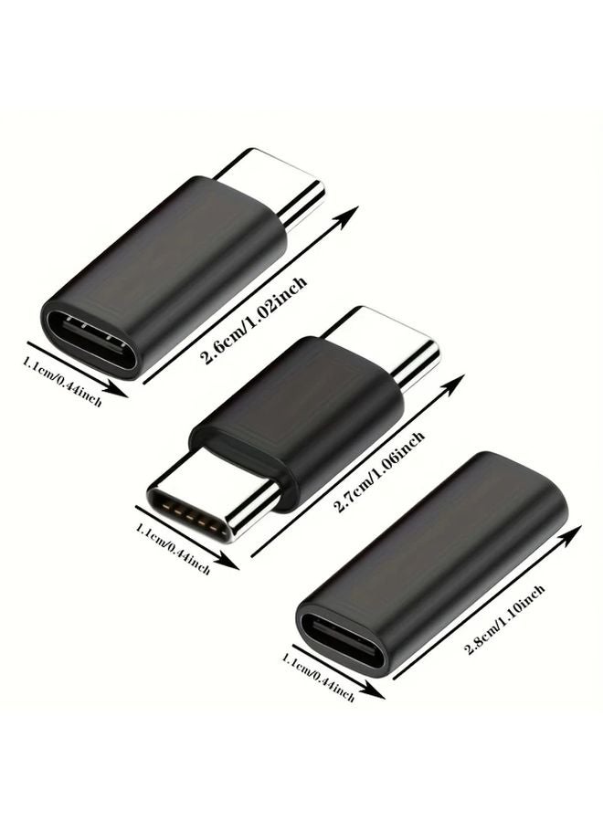 3PCS Black USB C Extension Adapter Set 10Gbps PD60W Enhanced Connectivity - Image 3