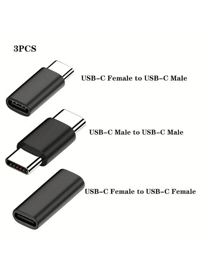 3PCS Black USB C Extension Adapter Set 10Gbps PD60W Enhanced Connectivity - Image 2