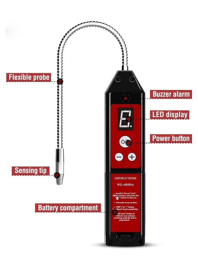 Refrigerant Leak Detector HVAC, Aprvtio WJL-6000Pro Freon Leak Detector Freon Sniff Halogen Gas Leak Detector, Higher Sensitivity(up to 0.14oz/yr) R22 R410A R134A R1234YF CFCs HCFCs HFCs 