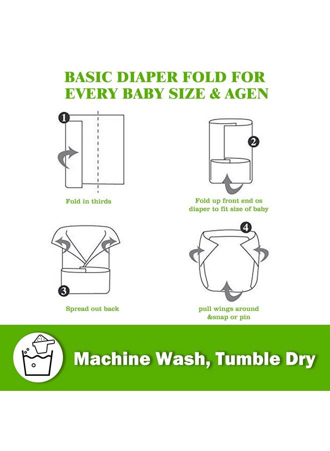 Fasoar Prefold Cloth Diapers, Fasoar 3 Ply Baby Washable Cotton Diapers Covers for Babies to Toddlers Multi-Use (10-35 lbs) Count(12) - Image 3