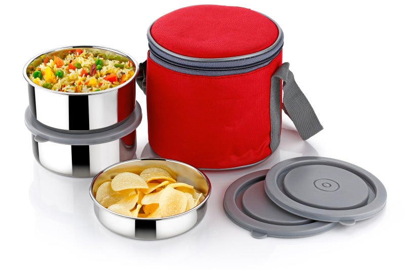 Sorriso Jupiter Lunch Box for Office Use | Insulated Lunch Bag with 3 Stainless Steel Containers | Steel Lunch Box for School & Office | Compact Tiffin Box for School Kids & Adults - Image 4